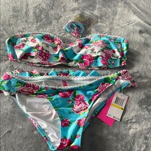 Floral Strapless Bikini Set